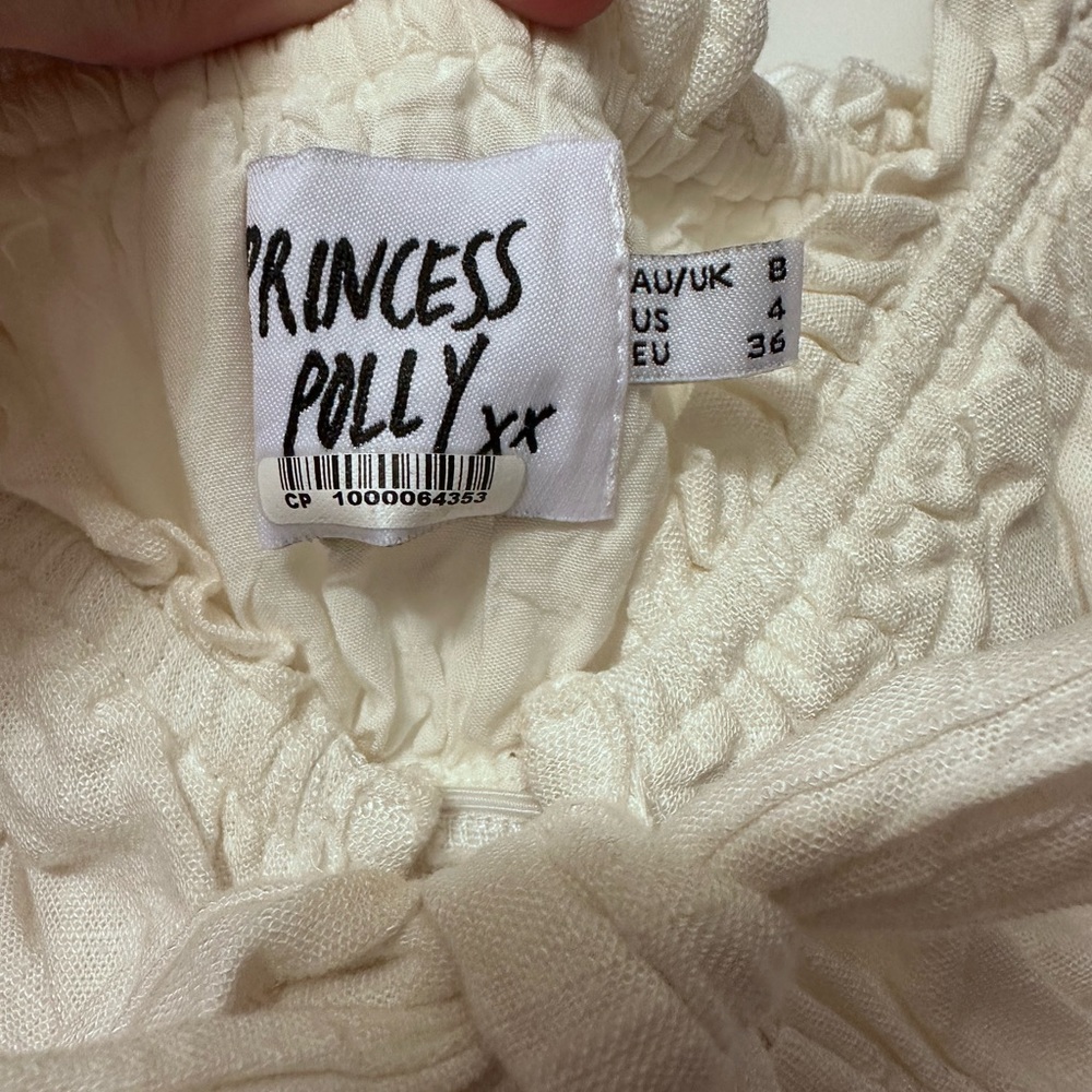 Princess Polly white linen tie button up mini dress size 4 - Picture 4 of 9